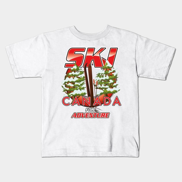 Canada Ski for Adventure Kids T-Shirt by nickemporium1